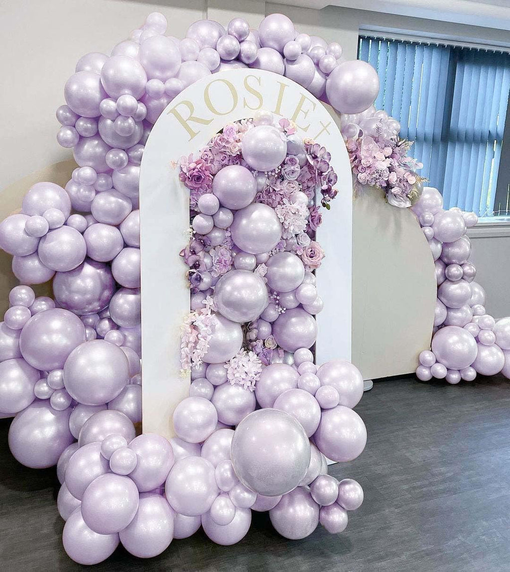 Regine Switzerland Pearl Purple Balloons - Double Stuffed Light Lavender Lilac for Birthday & Baby Shower Decor | 18/12/5in Sizes