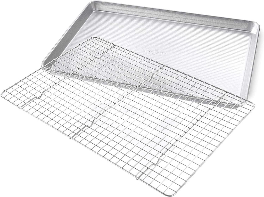 USA Pan Extra Large Baking Sheet Pan Set with Nonstick Cooling Rack - XL Metal Bakeware