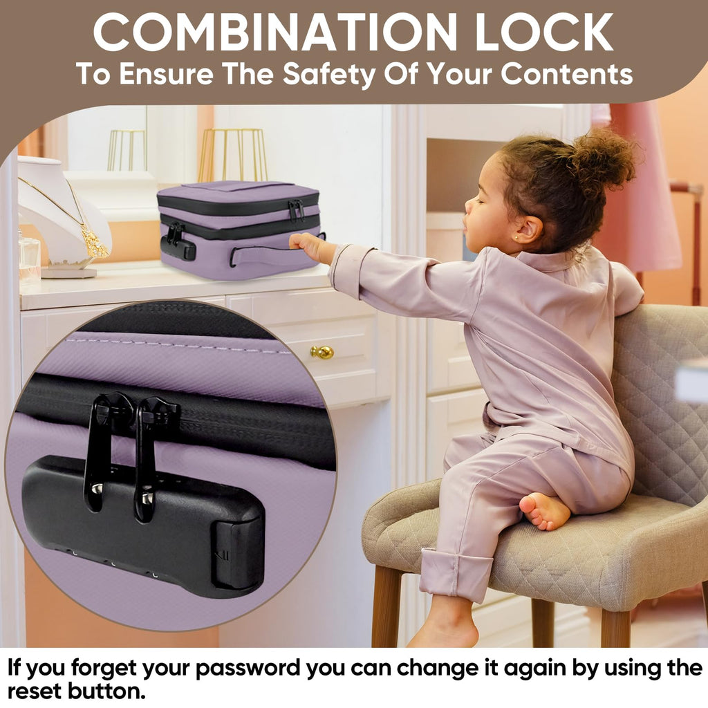 BALEINE Large Storage Bag with Combination Lock, Water-resistant Travel Organization Case (Lilac)