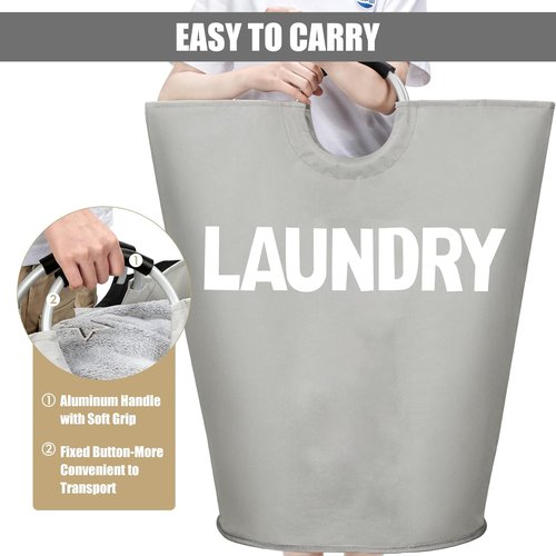 DOKEHOM XX-Large Collapsible Laundry Basket - 160L Foldable Hamper in Grey | 7 Color Options Available