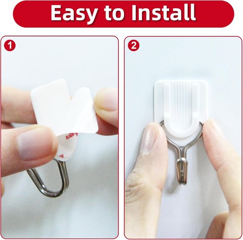 Heavy Duty Adhesive Wall Hooks - 25 Pack No Damage Strips for Keys, Coats, Towels & More