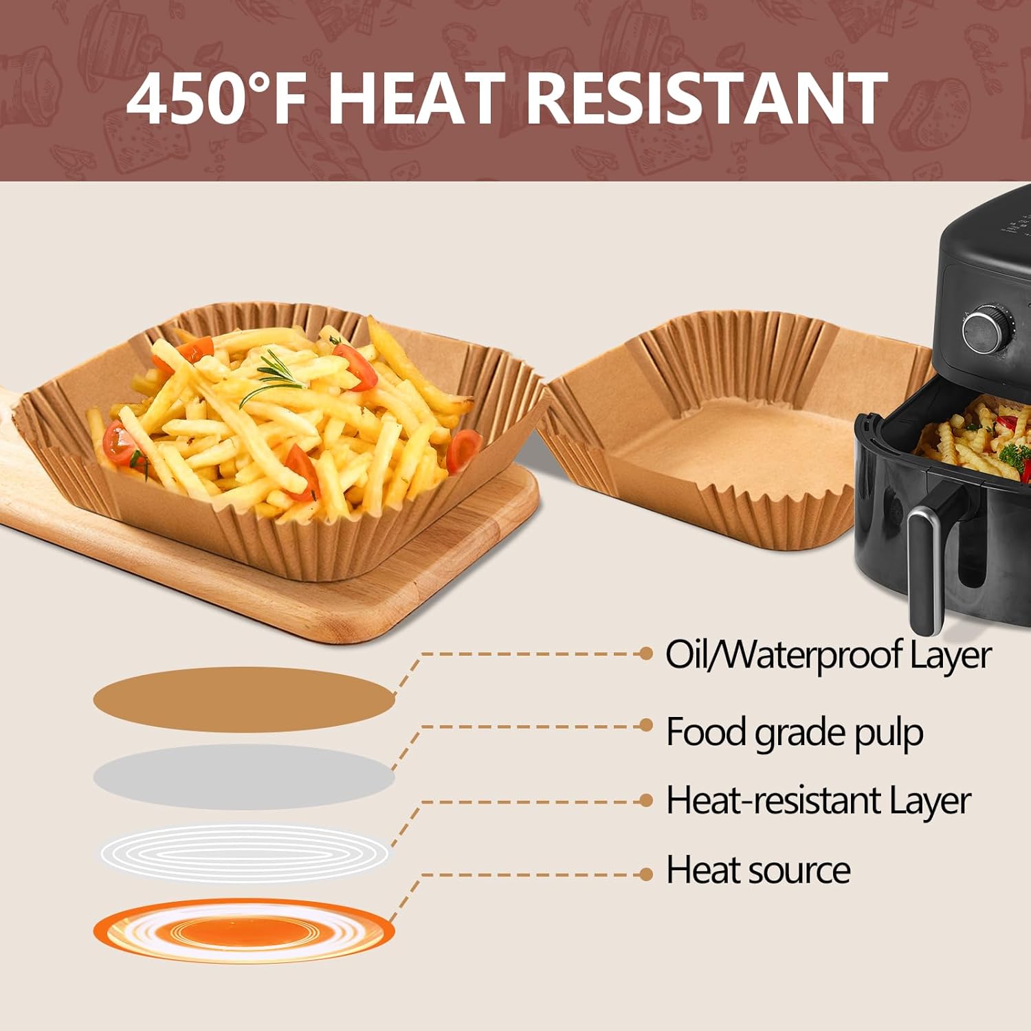 UBeesize 9 Inch Air Fryer Paper Liners - 400 PCS Non-Stick Parchment Sheets | Bleach-Free & Microwave Safe