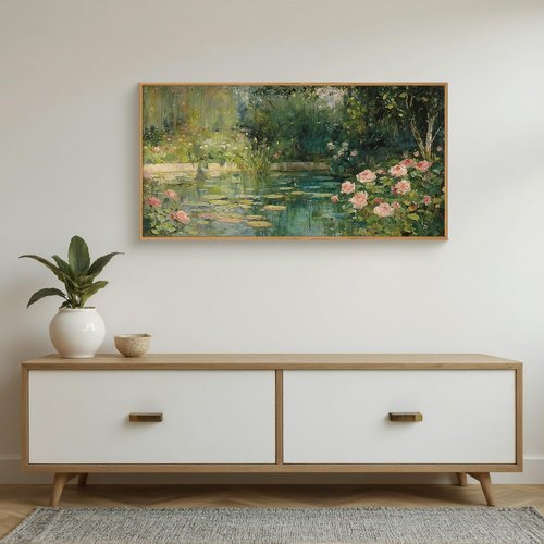 FWIEXA Monet Floral Framed Canvas Wall Art Set - Impressionist Botanical Garden Decor | 20x40 Inches