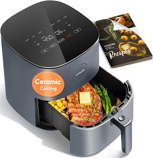 COSORI Air Fryer Pro - Compact 5QT with Ceramic Coating & 7 Presets | Easy Clean, 450℉, Gray