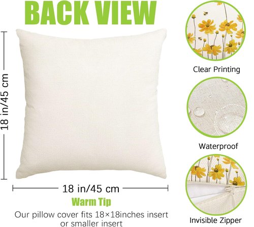 ARGOOFG Summer Outdoor Pillow Covers18X18 Set of 2 Waterproof Daisy Throw Spring Decorative Farmhouse Cousion Case for Patio Furniture Garden Home Sofa Couch Yellow (Yellow, 18" x 18" (Pack of 2))