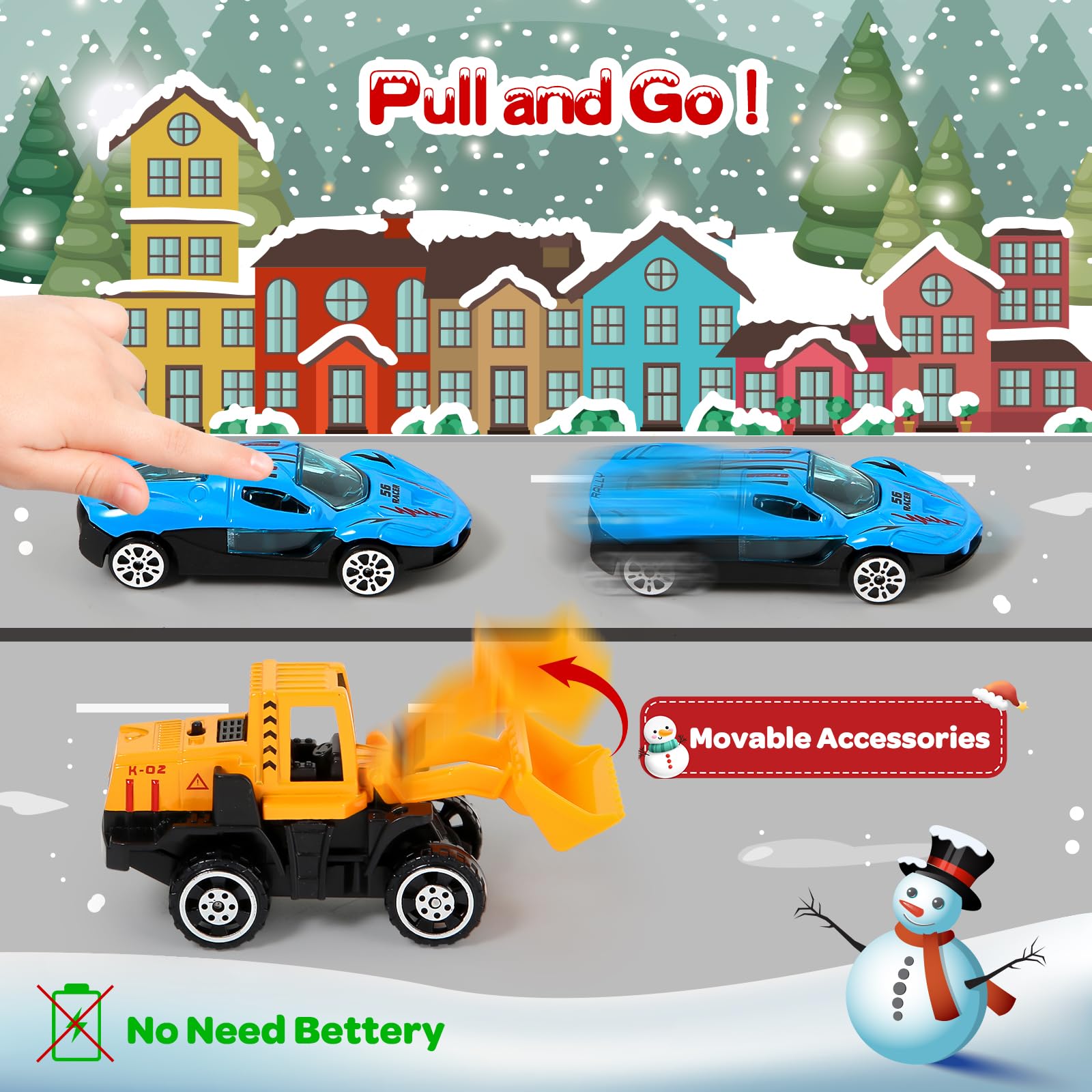 Advent Calendar 2025 for Kids, 24 Days Christmas Countdown Calendar with Die-cast Cars for Toddler Boys, Christmas Advent Calendars Cars Set, Classroom Prizes Xmas Holiday Party Favor Gift for Kids