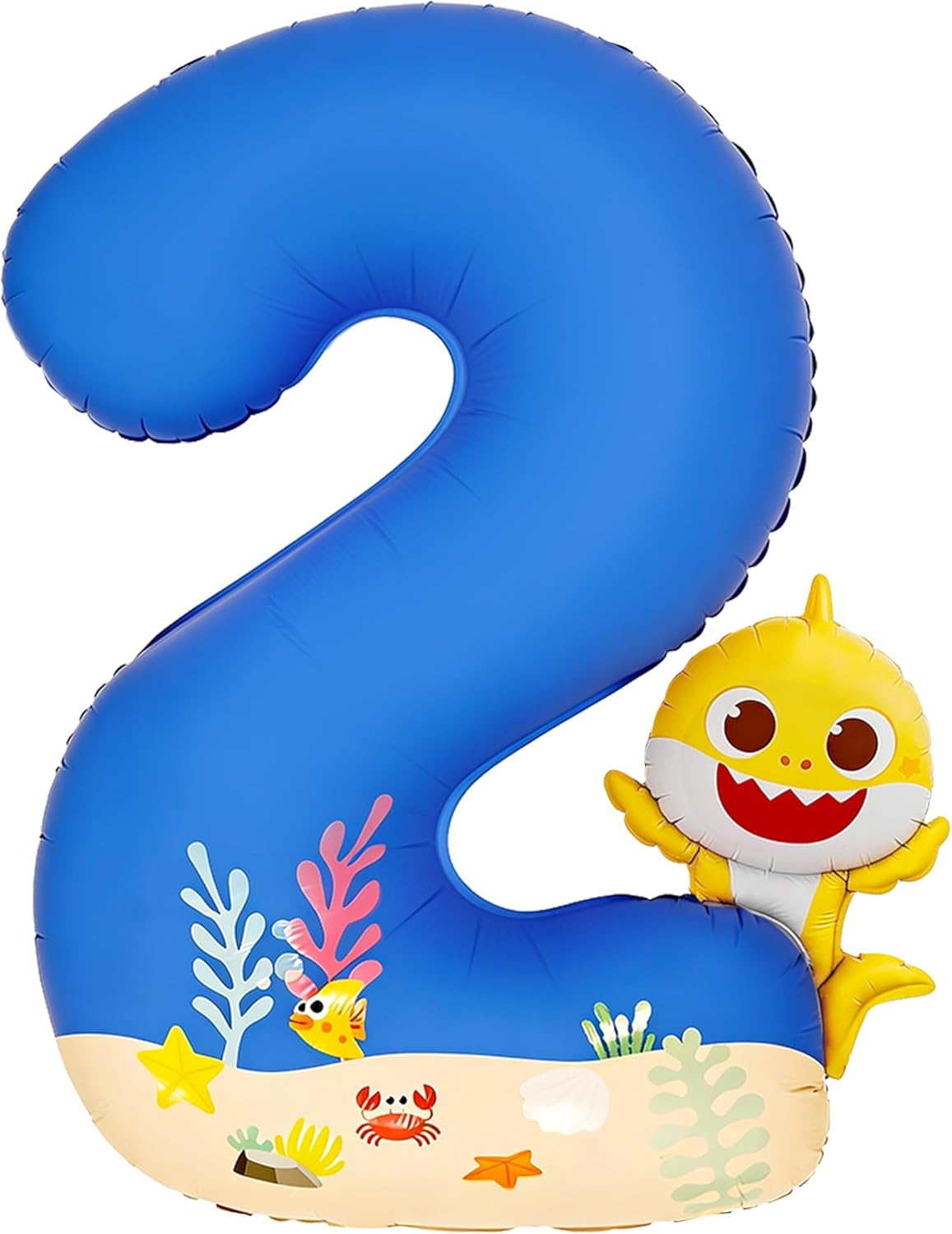 PartyWoo Blue Foil Number 2 Balloon - 40 Inch Mylar Helium Birthday Decoration for Kids' Ocean Theme Party
