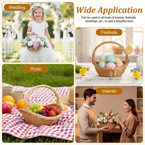 Abaodam Wicker Picnic Basket - Stylish Willow Design for Weddings, Picnics & Toy Storage