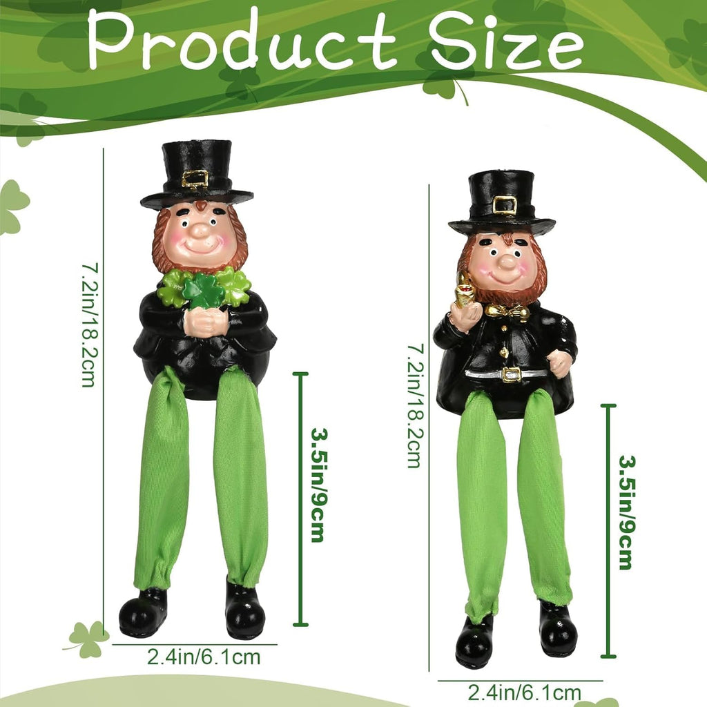SYNCVIBE St. Patrick's Day Decorations - Set of 2 Resin Leprechaun Figurines | Lucky Irish Home Decor