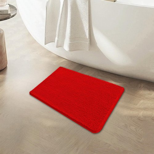 BOANKODU Bathroom Rugs - Extra Soft Absorbent Chenille Bath Mats | Quick Dry, Machine Washable, 15x23 Red