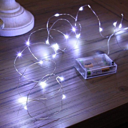 Ariceleo LED Fairy Lights - Battery Operated Mini Copper Wire String Lights | 5m/16ft Cool White for Bedroom, Weddings & Parties