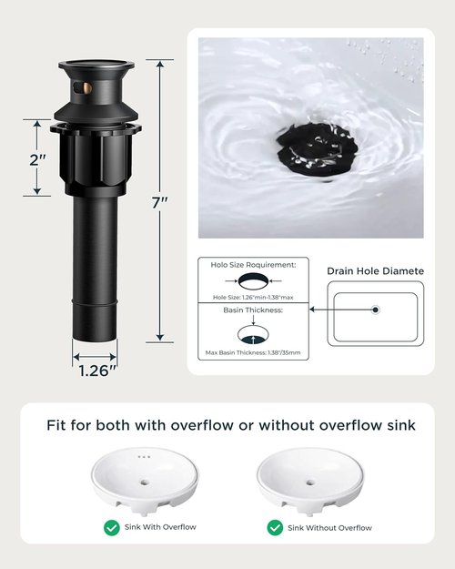 FORIOUS Matte Black Bathroom Faucet - Vintage 3 Hole Widespread Design with Cross Handles & Drain | 8 Inch