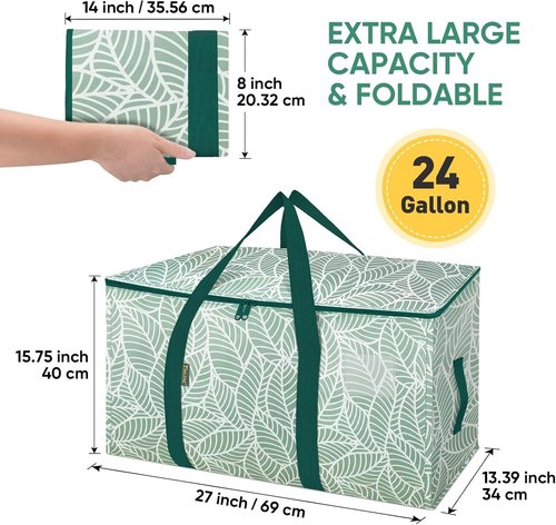 BALEINE 6-Pack Heavy-Duty Moving Bags - Oversized Storage Totes with Reinforced Handles (Antique Folidage)