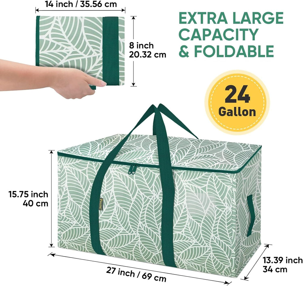 BALEINE Oversized Moving Bags - Heavy-Duty Storage Tote with Reinforced Handles | 8-Pack, Antique Foliage