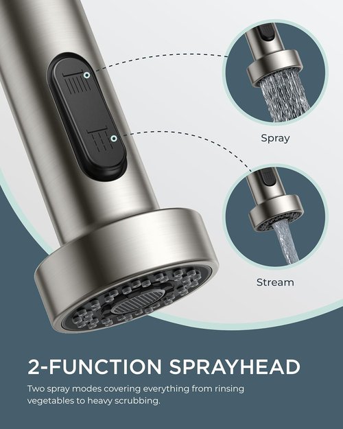 FORIOUS Kitchen Faucet - Brushed Nickel Pull Down Sprayer | Classic Single Handle Design for RV & Utility Rooms