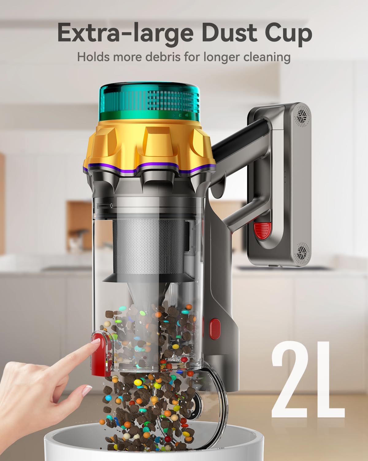 Skiennix Cordless Vacuum Cleaner - 55KPA Suction Power, 65 Mins Runtime, Anti-Tangle Brush | Purple