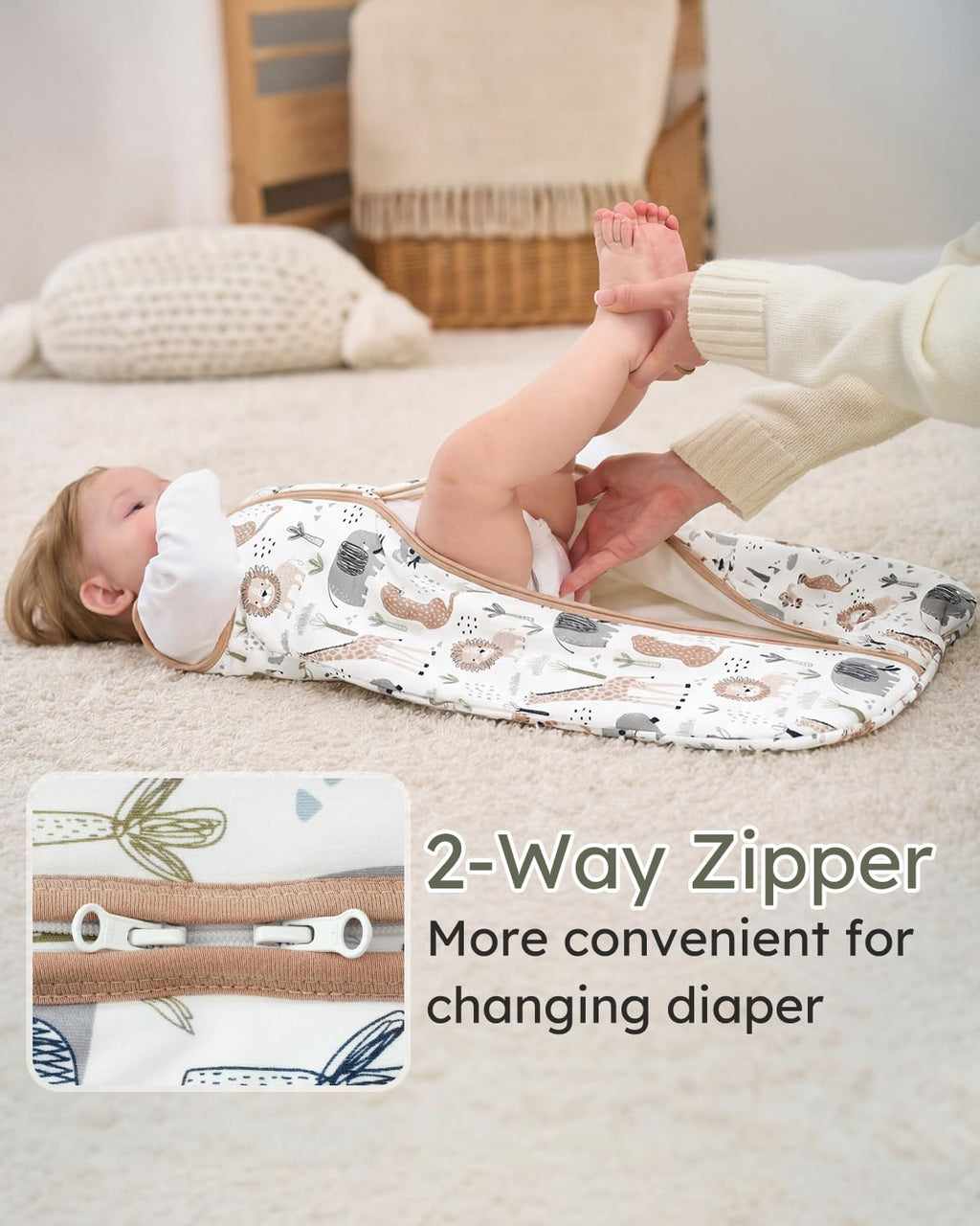 Yoofoss Baby Sleep Sack - 1.5 Tog Organic Cotton Wearable Blanket for 12-18 Months | Warm & Comfy