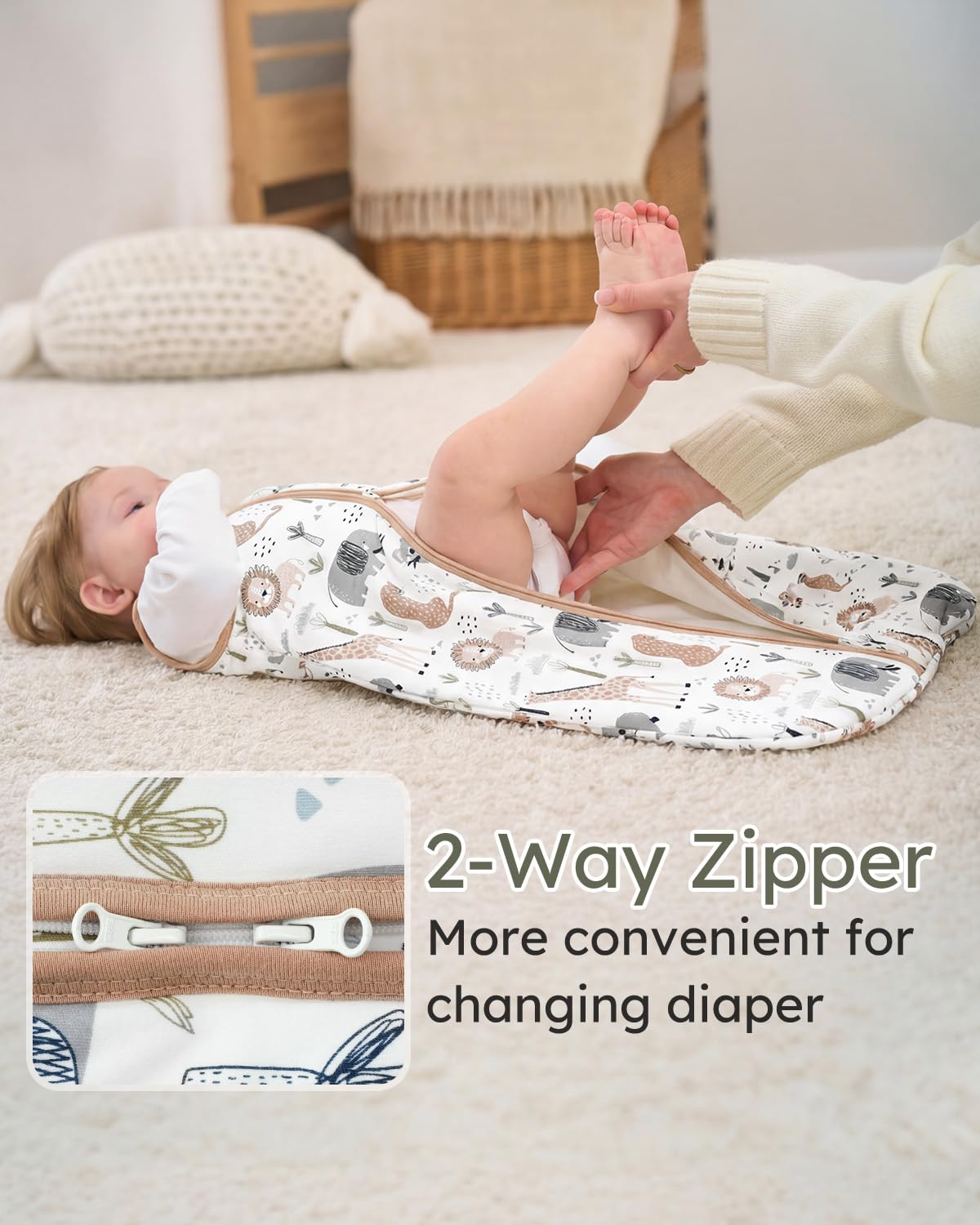 Yoofoss Baby Sleep Sack - 1.5 Tog Organic Cotton Wearable Blanket for 12-18 Months | Warm & Comfy