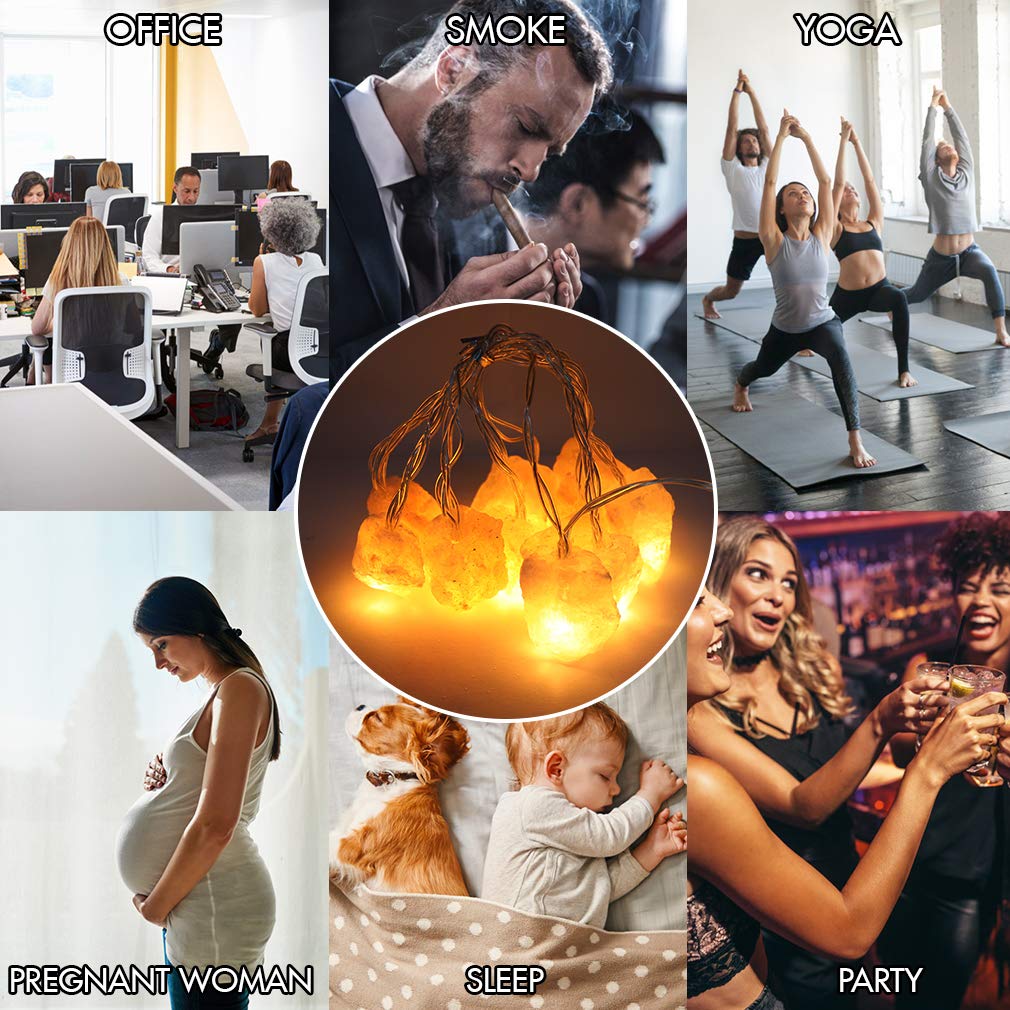 MINGRI Himalayan Salt lamp Salt Rock Night Light USB Fairy Hanging String Lights for Bedroom,Crystal Stones Natural Pink Salt Lamp for Meditation,Yoga,Office, Bedside,Desk,Computer, Baby,Child