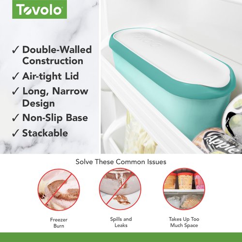 Tovolo Reusable Ice Cream Containers for Homemade Ice Cream Glide A Scoop Ice Cream Tub for Reusable Ice Cream, 1.5 Quart BPA Free Insulated Freezer Safe Ice Cream Container