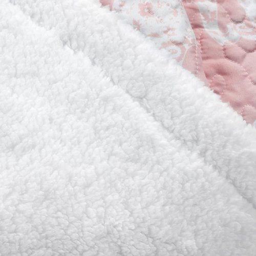 Lush Decor Elephant Parade Sherpa Throw Blanket 50" W x 60" L, Blush - Elephant Blanket for Kids - Plush Throw Blankets for Bed - Pink Couch Blankets