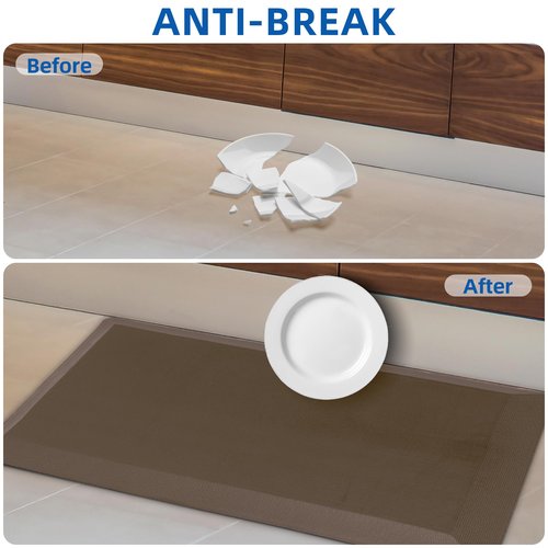 Anti Fatigue Kitchen Mats for Floor, Brown 9/10 Extra Thick Cushioned Standing Desk Mat, Comfort Memory Foam Ergonomic Kitchen Rugs and Mats Non-Slip Waterproof for Office, Kitchen, Sink, 20" x 48"