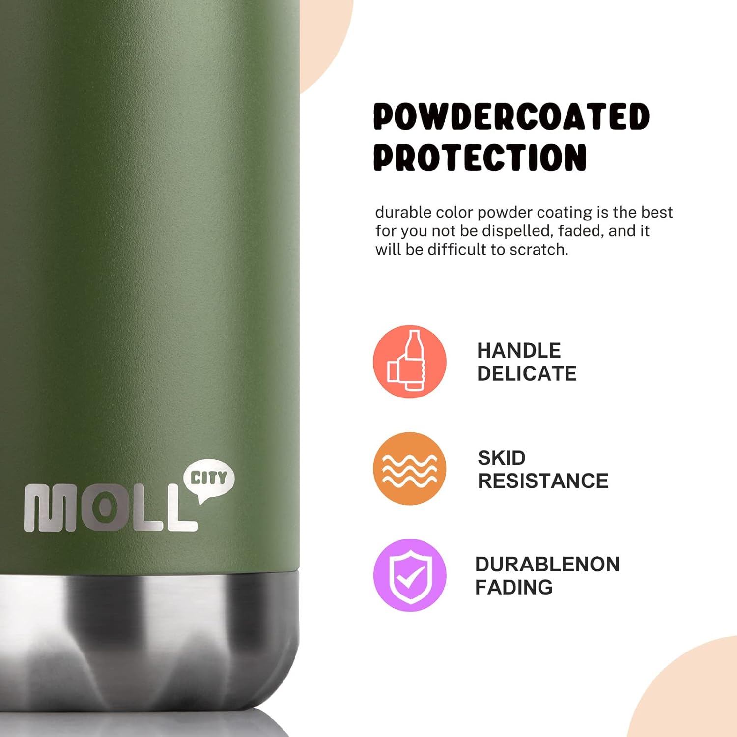 Skiennix Small Water Bottle - 9 oz Stainless Steel Insulated Vacuum Bottle | Leak-Proof Cola Shape for Kids (Grass Green)