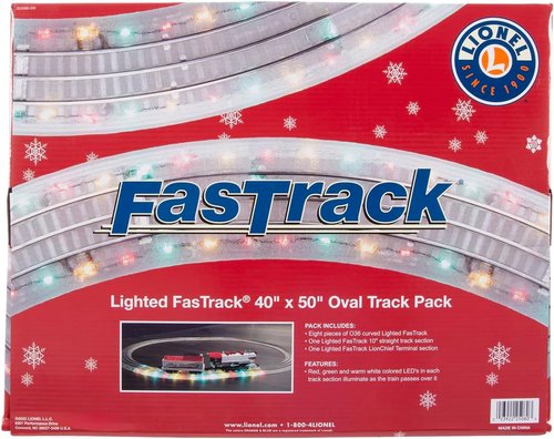 Lionel Lighted FasTrack Electric O Gauge - Illuminated 40"x50" Oval Track Set for Enhanced Play