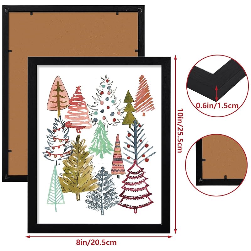 Whaline 8x10 Inch Christmas Framed Wall Art - Colorful Xmas Tree Canvas Print, Ready to Hang, Office & Home Decor (Variation: 10"L x 8"W)