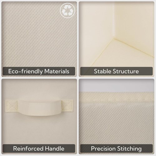 Granny Says Cube Storage - 13x13 Foldable Fabric Organizer Bins with Handle | Beige, 6-Pack