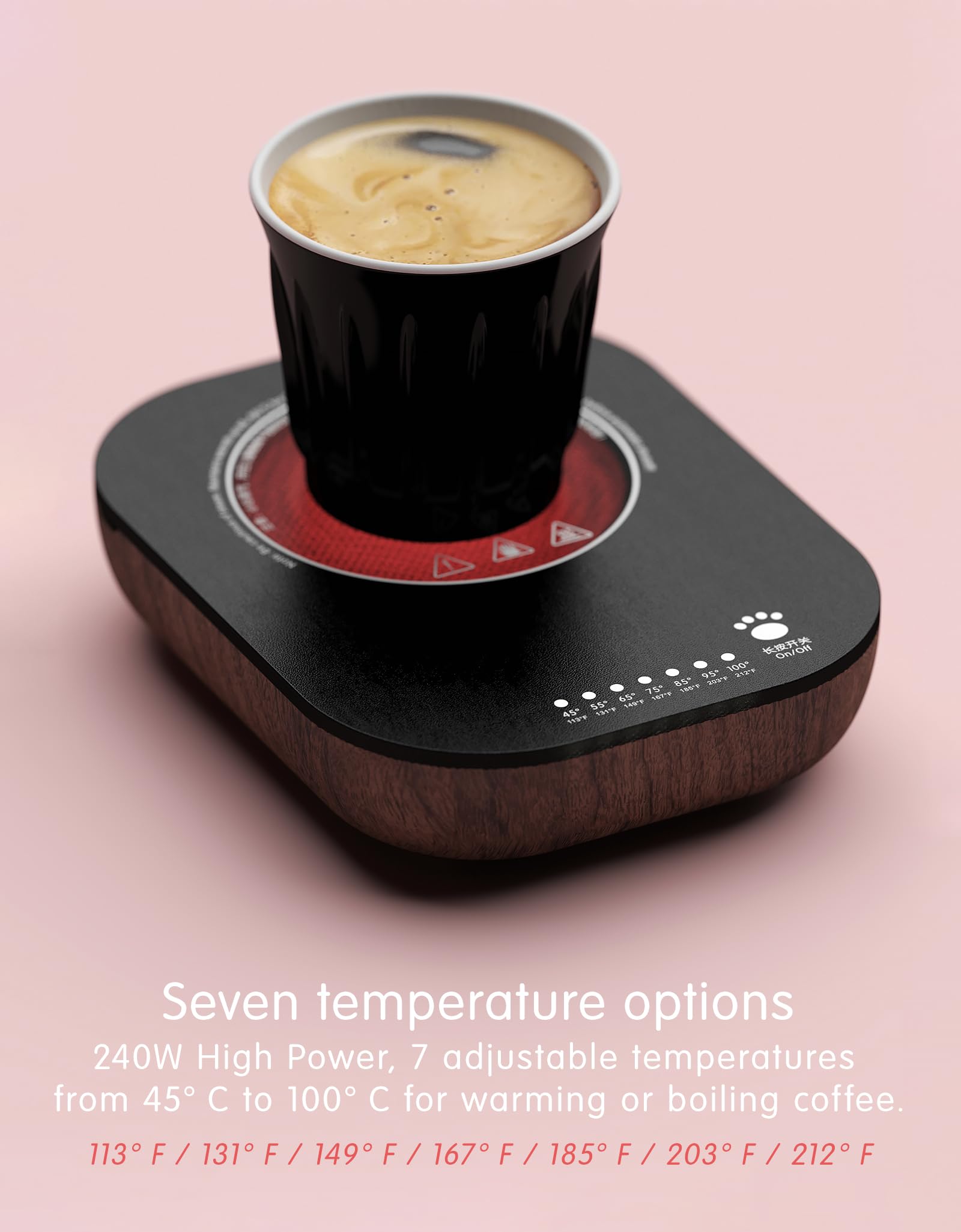 TMASTER 240W Small Electric Hot Plate,Mini Stove Portable Stove Kitchen Cooktop Electric Heater,Single Burner, Perfect Size For Moka Pot, Melting Wax And More (Black Walnut Violent Cat 240W)