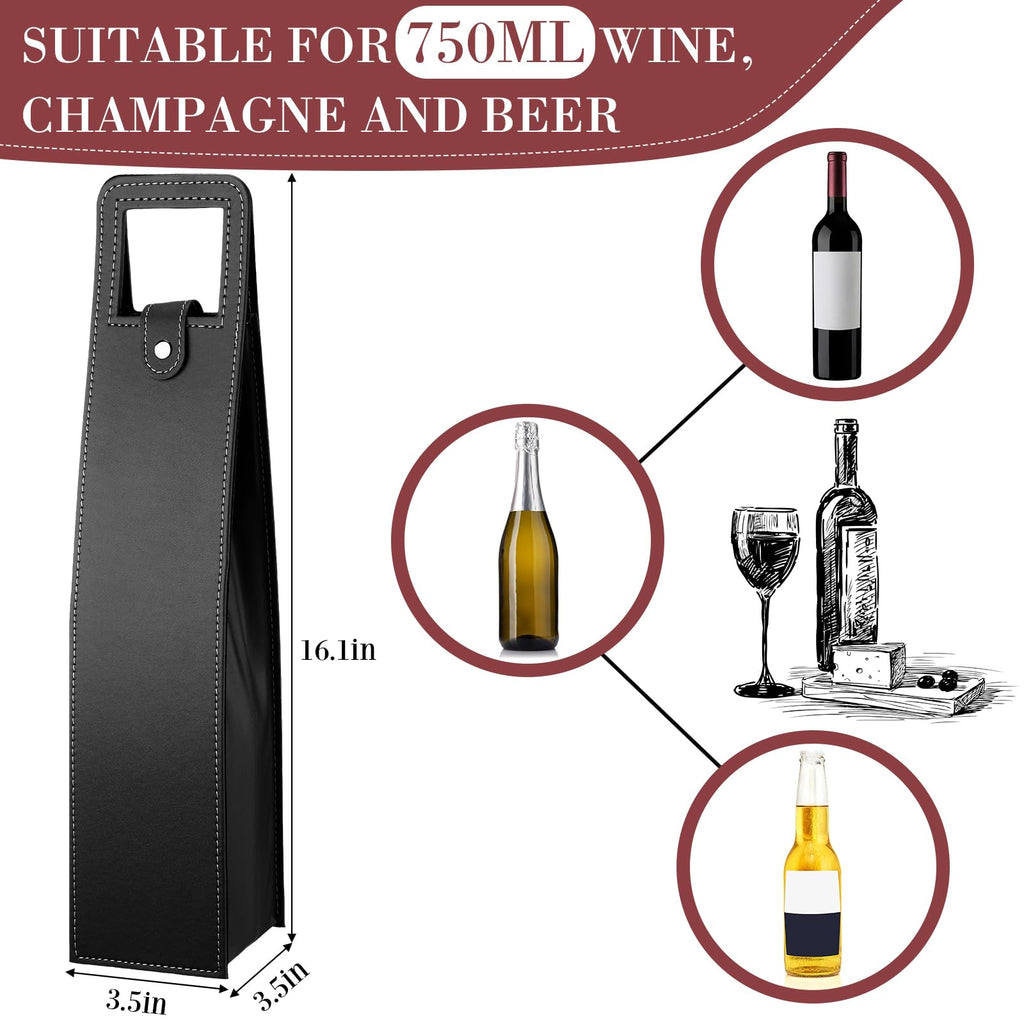 FillTouch 10 Pcs Leather Wine Gift Bags Reusable Leather Wine Tote Carrier Single Bottle Champagne Beer Protector Gift Bags for Parties Birthdays Wedding Christmas(Multicolor,Classic Style)