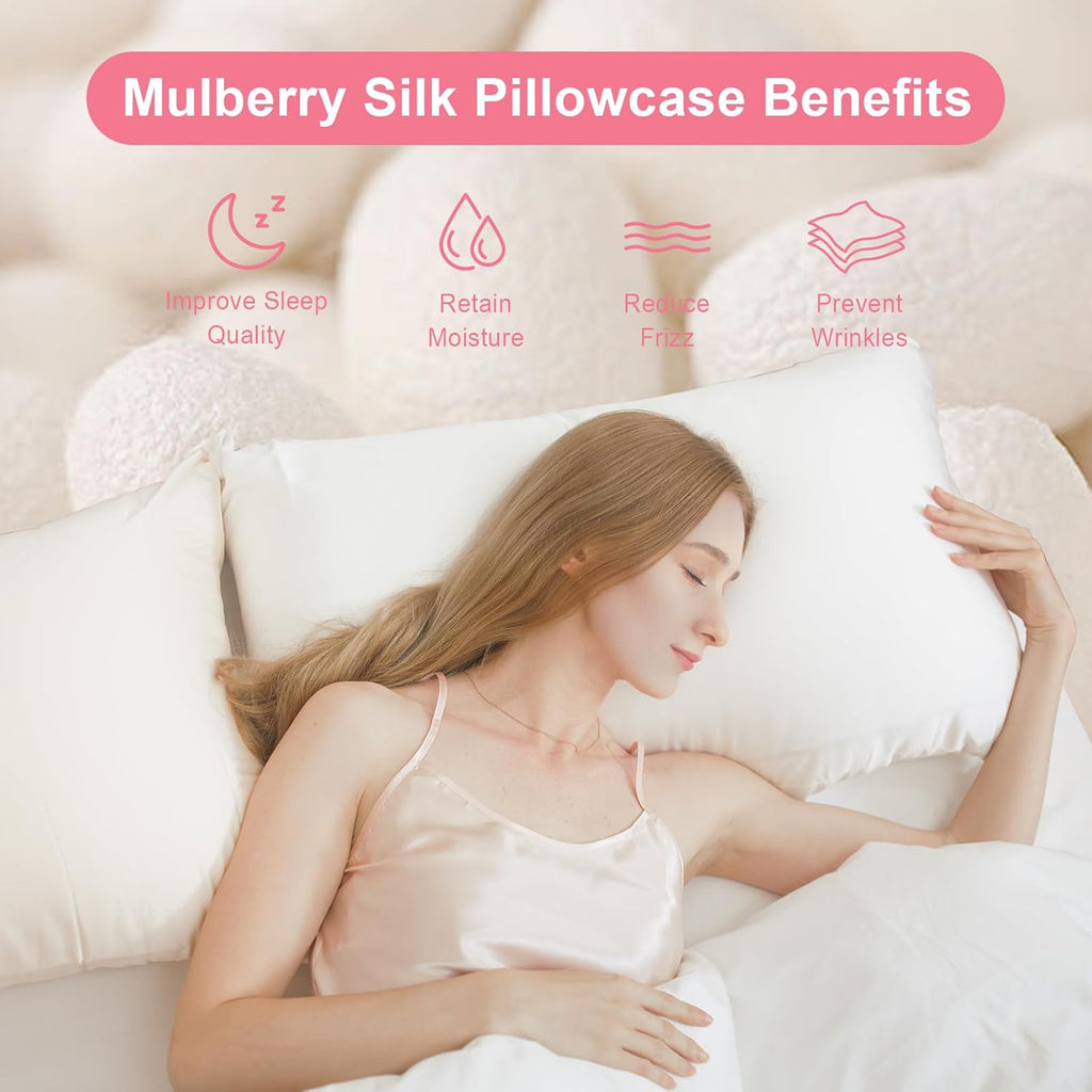 Skiennix 100% Silk Pillowcase Set - Luxurious 23 Momme Mulberry Silk for Hair & Skin | Ash Blue, Queen 20×30