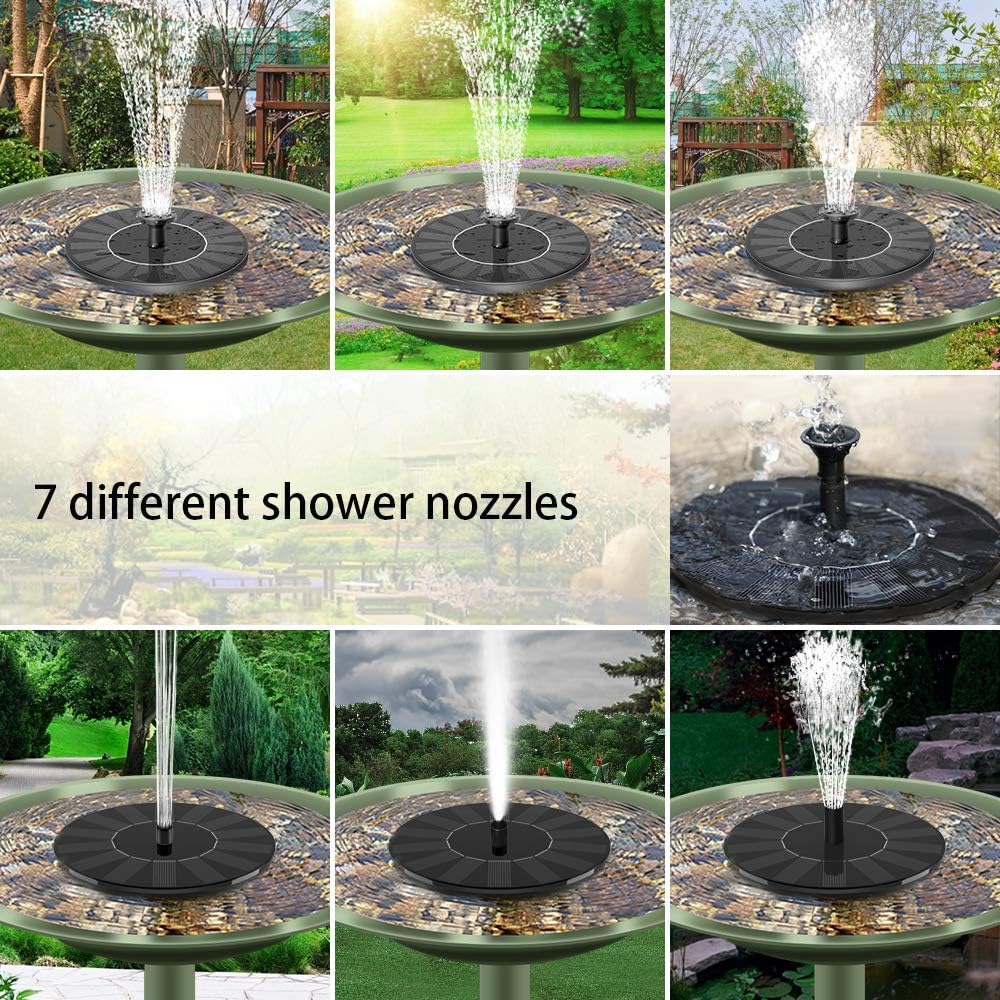 Skiennix Solar Fountain - 1.4W Solar Powered Floating Water Pump with 6 Nozzles for Garden Decor