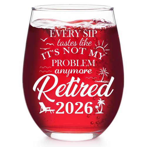 Retirement Gift for Woman & Men 2026 - Funny Retirement Gifts for Women with "Not My Problem Anymore", Farewell Goodbye Gifts for Coworkers, Boss, Friend, Teacher or Mom - 19OZ Stemless Wine Glass