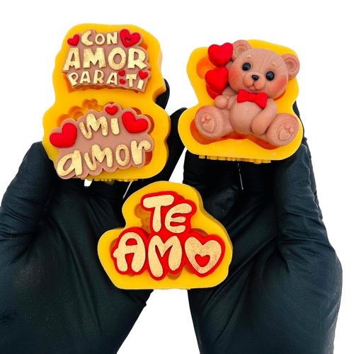 Valentines Day Heart Silicone Molds with Spanish Phrases – i love you fondant mold with Perfect Size for Chocolate-Covered Strawberries, Cupcakes topper, Candy Mold Love.