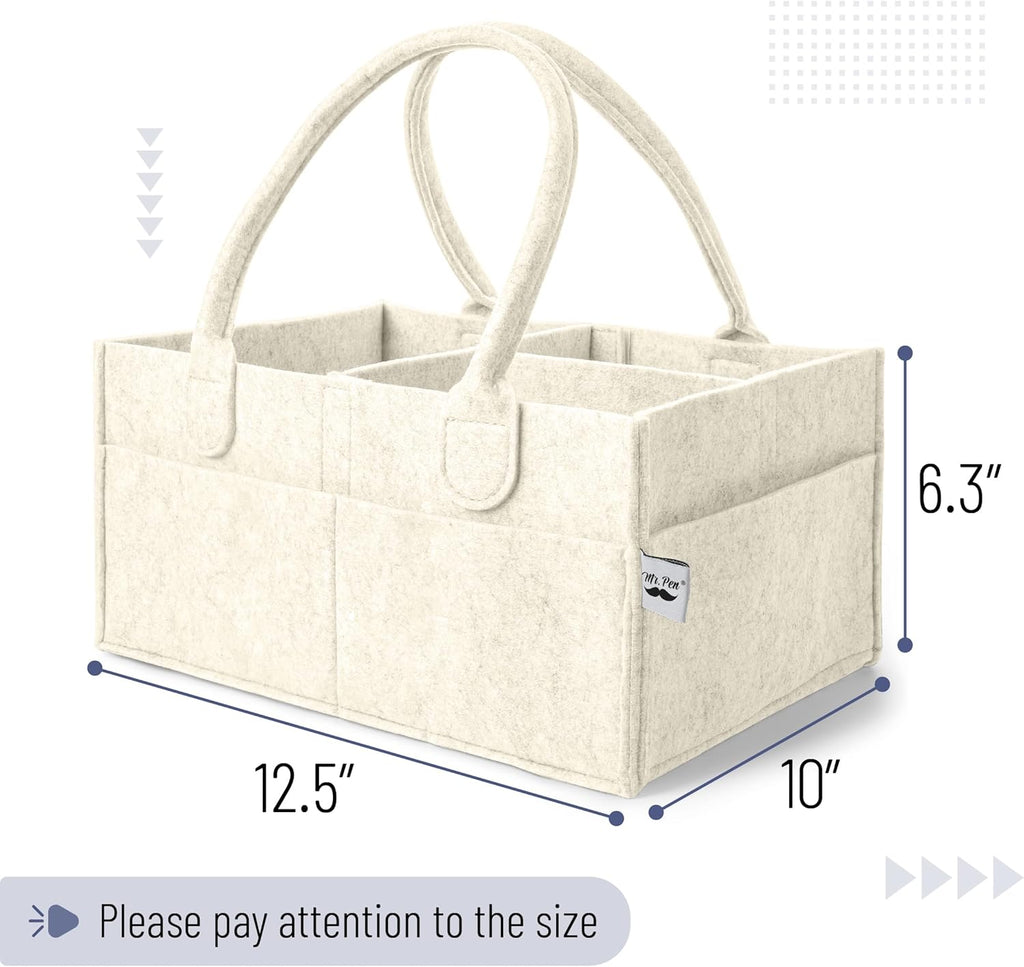 Mr. Pen Baby Diaper Caddy Organizer - Medium Beige Nursery Storage Bin & Car Organizer for Wipes