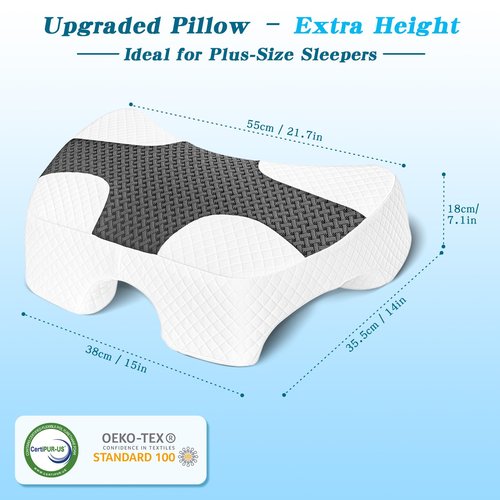 Eliteguard Side Sleeper Pillow with Arm Hole, Upgraded Height Arm Pillow for Larger Frames, Shoulder Relief System, Premium Memory Foam, Suitable for Side, Back and Stomach Sleepers - Grey