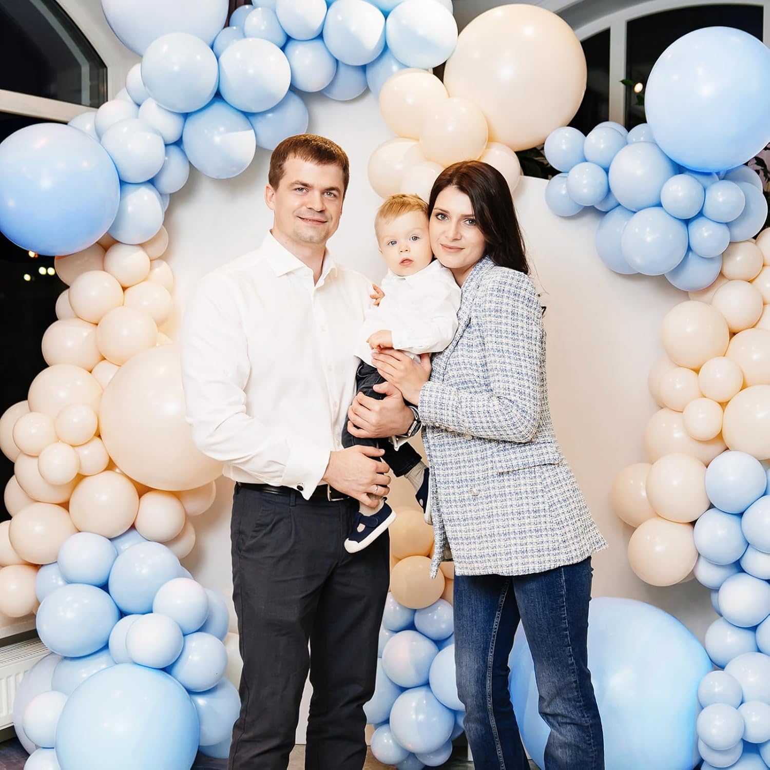 RUBFAC Pastel Blue Balloons - 129-Piece Set in Various Sizes for Birthday, Baby Shower & Wedding Decor
