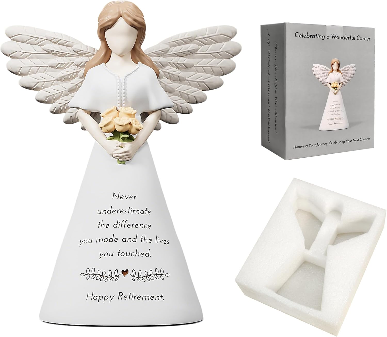 Newoh Angel Figurine Decor - Happy Retirement Gift for Women | 7.3” Retirement Party Decoration