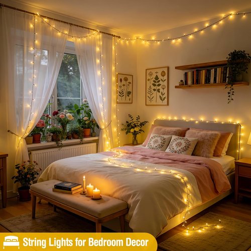 JMEXSUSS 66ft 200 LED Christmas Lights - Warm White Twinkle String Lights for Indoor & Outdoor Decor
