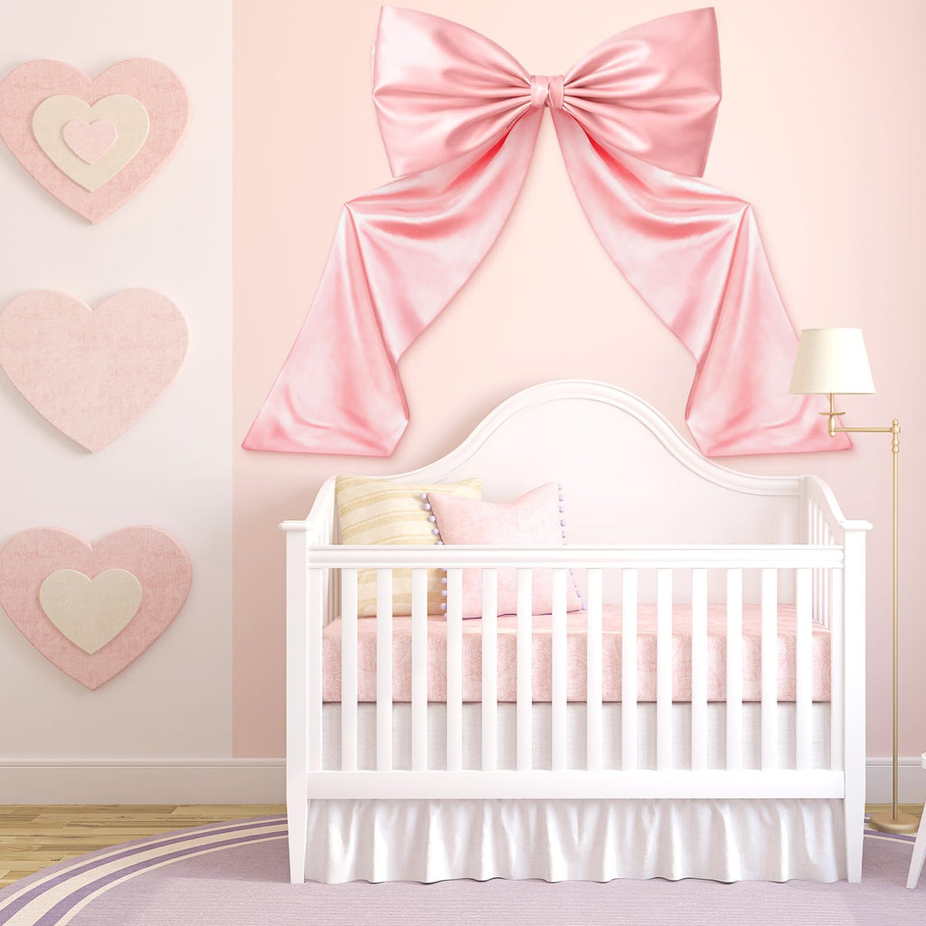 Wavwavw Large Pink Bow Decor Coquette Wall Decor for Backdrop 24 x 36'' Big Bow Giant Satin Ribbon Tie for Birthday Wedding Bridal Baby Shower Party Ballerina Room Hanging Decoration(Lining Support)