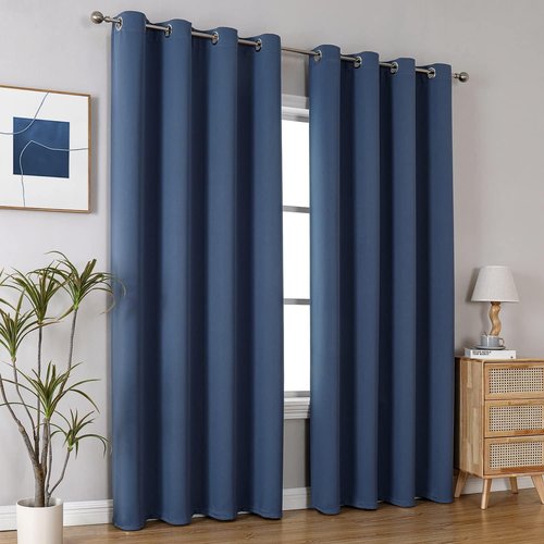ChrisDowa Blackout Curtains - Thermal Insulated Room Darkening Panels | 102 Inches Long, Stone Blue, 2-Pack