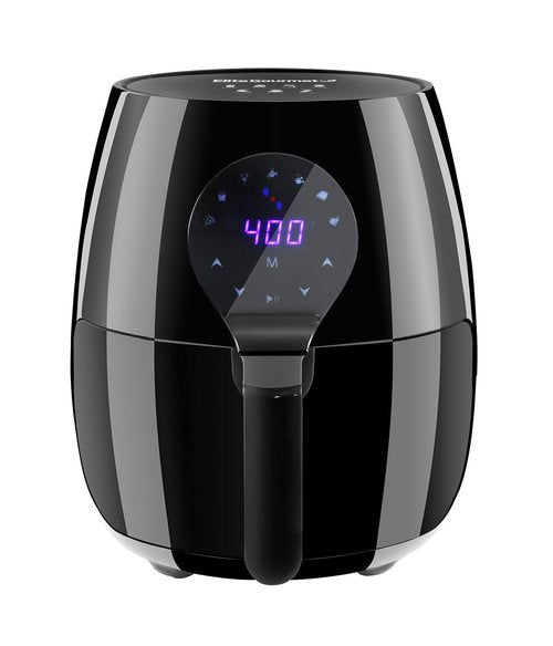 Elite Gourmet EAF5317D Digital 5.3Qt Hot Air Fryer 7 Menu Functions 1350W Oil-Less Healthy Cooker, Timer & Temperature Controls, PFOA/PTFE Free, Black