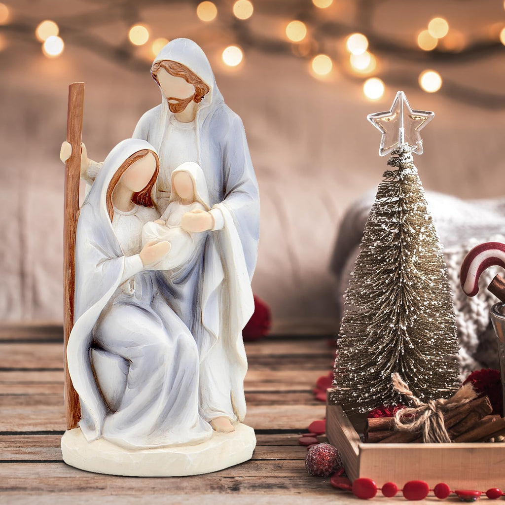 Skiennix Christmas Nativity Set - Large Hand-Painted Holy Family Figurines | 10" Indoor Decorations