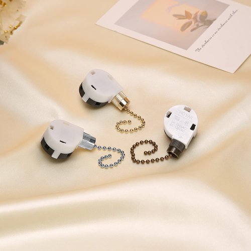 Ceiling Fan Switch Set 3 Speed 4 Wire Zing Ear ZE-268S2 Pull Chain Ceiling Fan Switch Ceiling Fan Speed Control Switch with Rope for Ceiling Fans, Wall Lamps, Cabinet Light, Brass