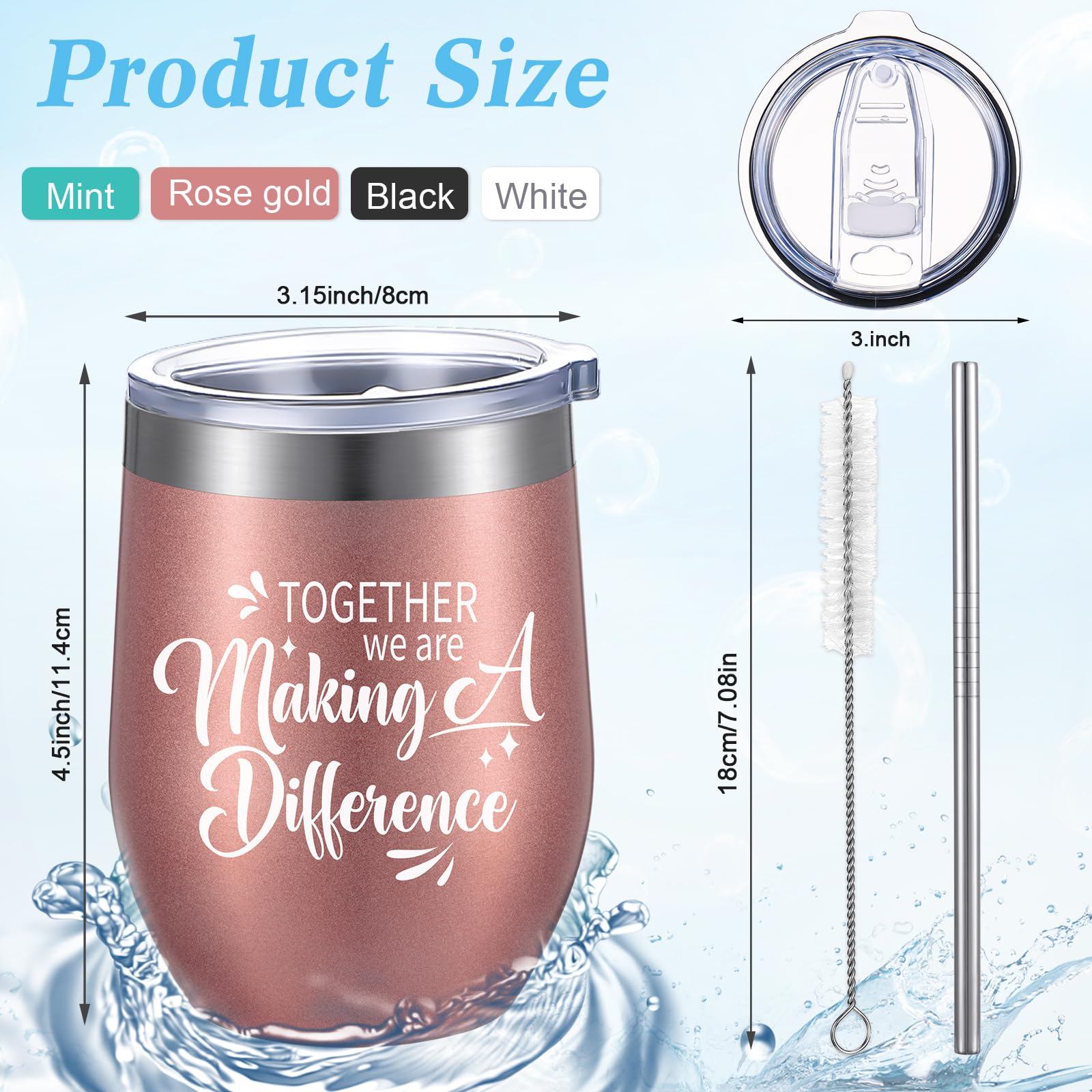 Sieral Team Gifts for Employees Thank You Tumbler Bulk Employee Christmas Appreciation Gifts for Coworkers Office Staff 12 oz Stainless Steel Tumbler with Lid and Straw(Novel Style,24 Pcs)