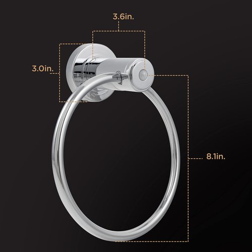 Enbrighten Towel Ring, Motion Sensing, Night Light, Battery Operated, Bathroom Lighting, Towel Holder, Hand Towel Holder, Towel Hanger for Bathroom, Kitchen, Chrome, 77235-P1