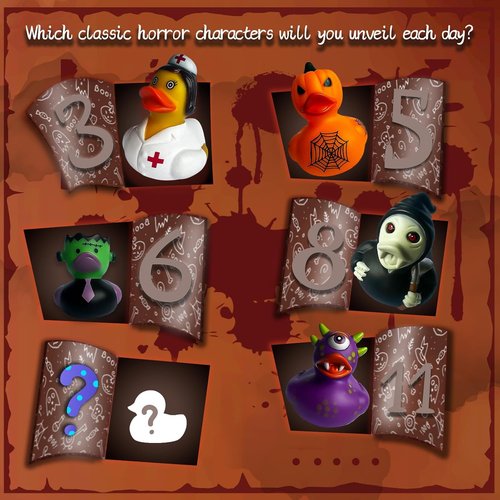 Intever Advent Calendar 2025 - Horror Rubber Duckies - 24 Days of Spooky Fun | Collectible Holiday Gift for All Ages