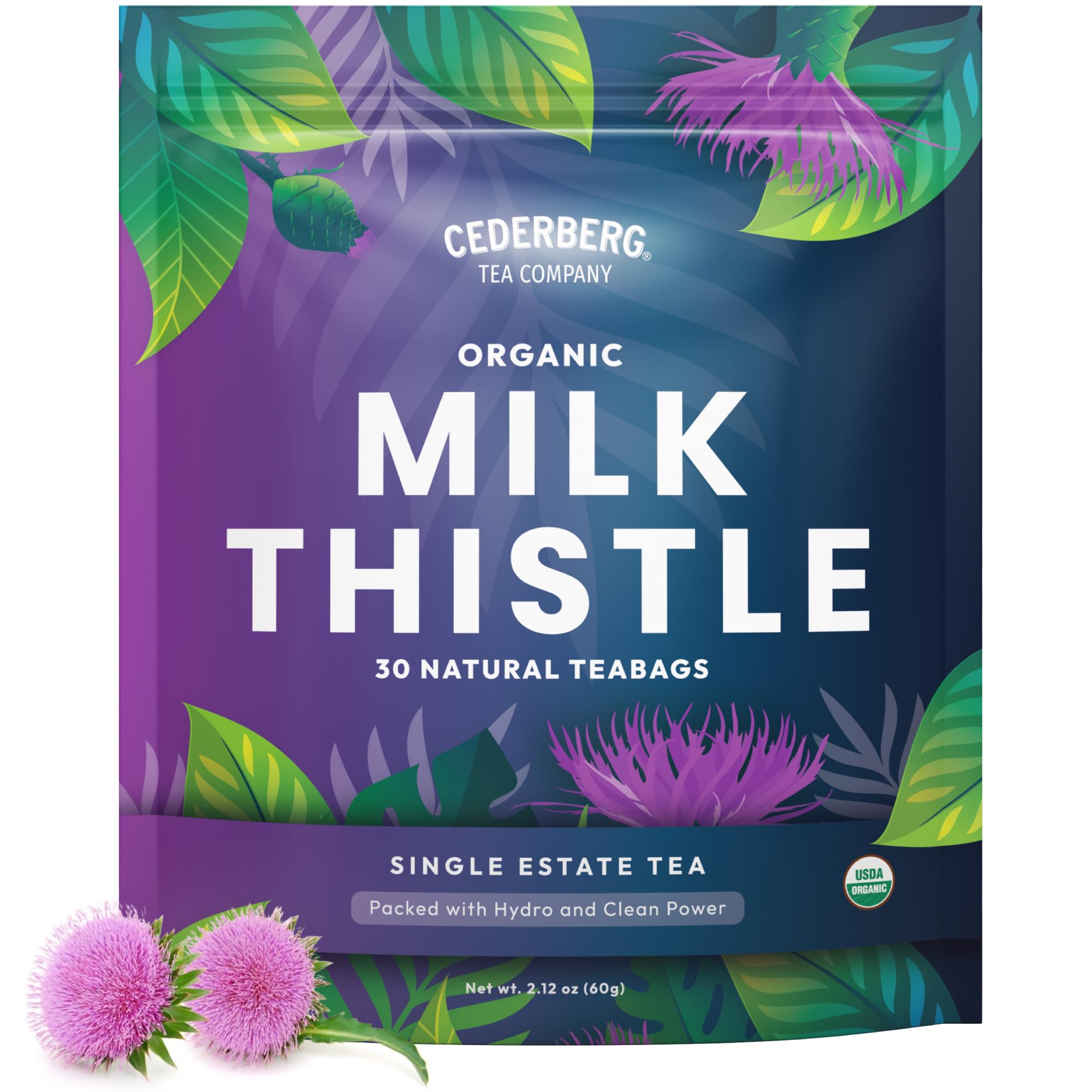 Cederberg Tea Company Organic Milk Thistle Tea — 30 Tea Bags | Organic Herbal Tea From Single Origin | Eco-Friendly Tea Bags | Non-GMO Caffeine Free Tea With Zero Sugar